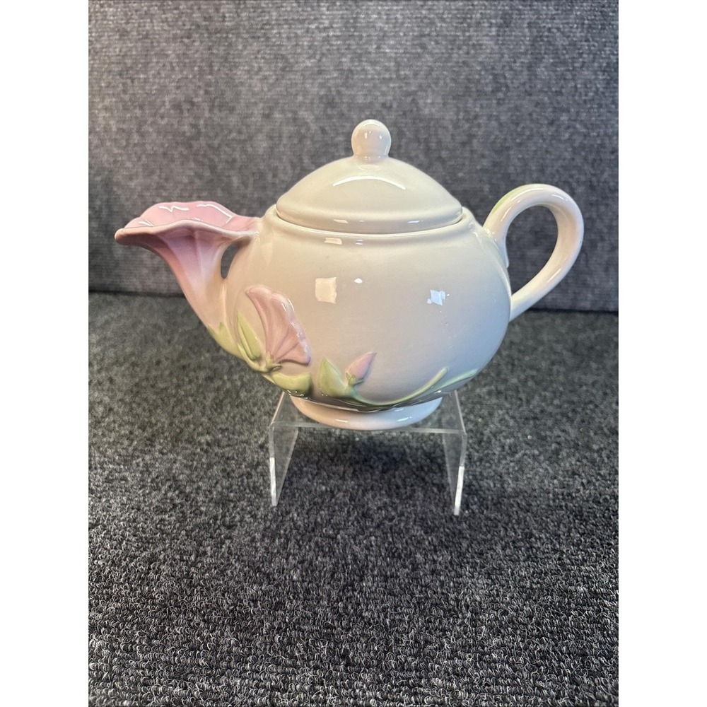 Vtg~Teleflora Pink Morning Glory Teapot~4 Cups~Ceramic